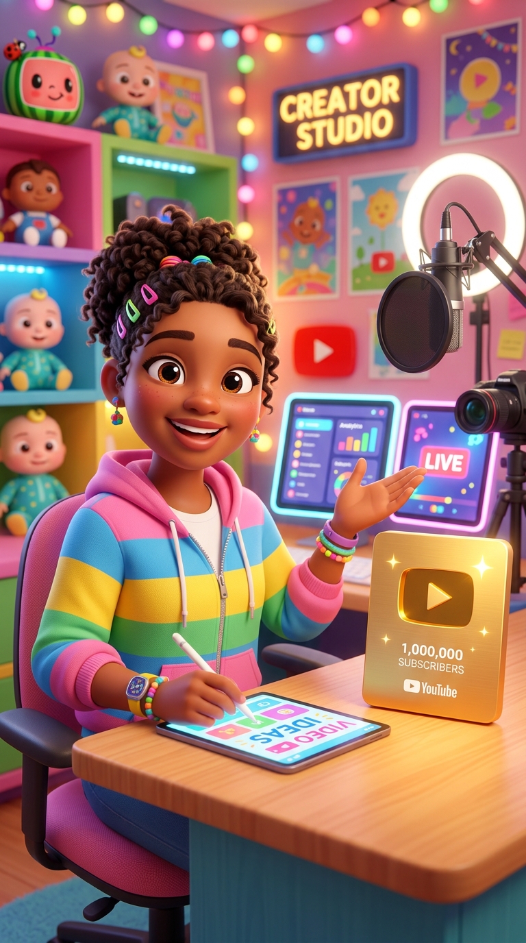 Creator running a viral faceless kids YouTube shorts channel