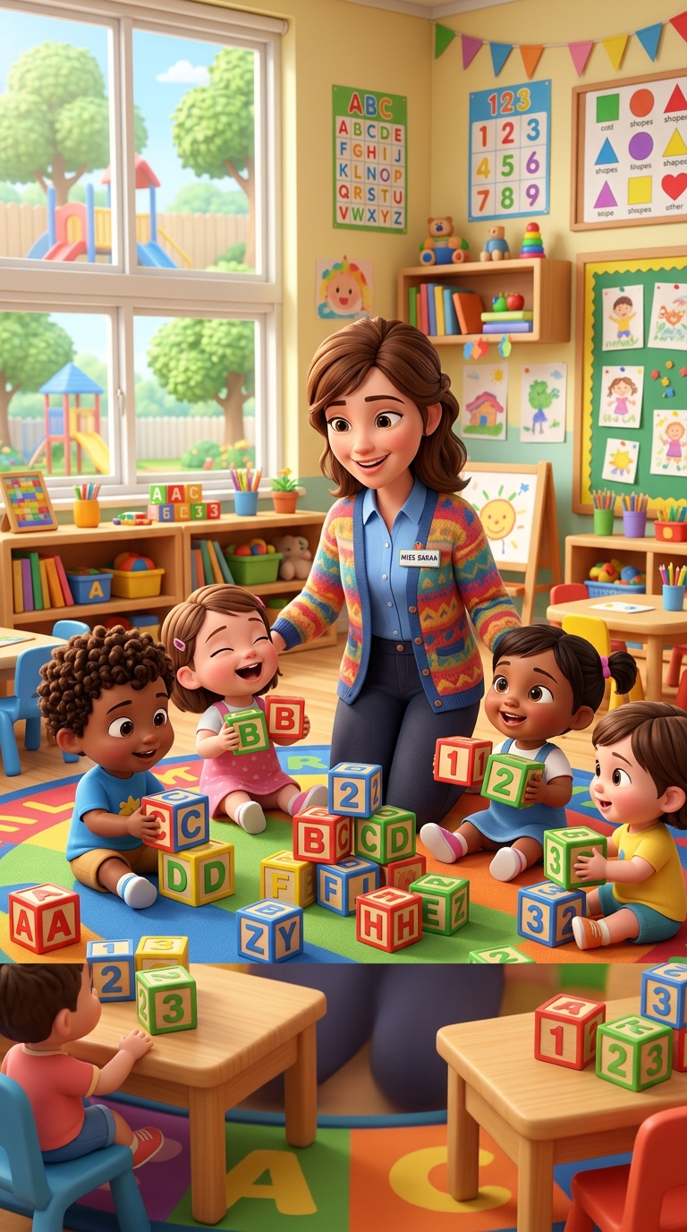 Educator creating fun animated learning videos for toddlers