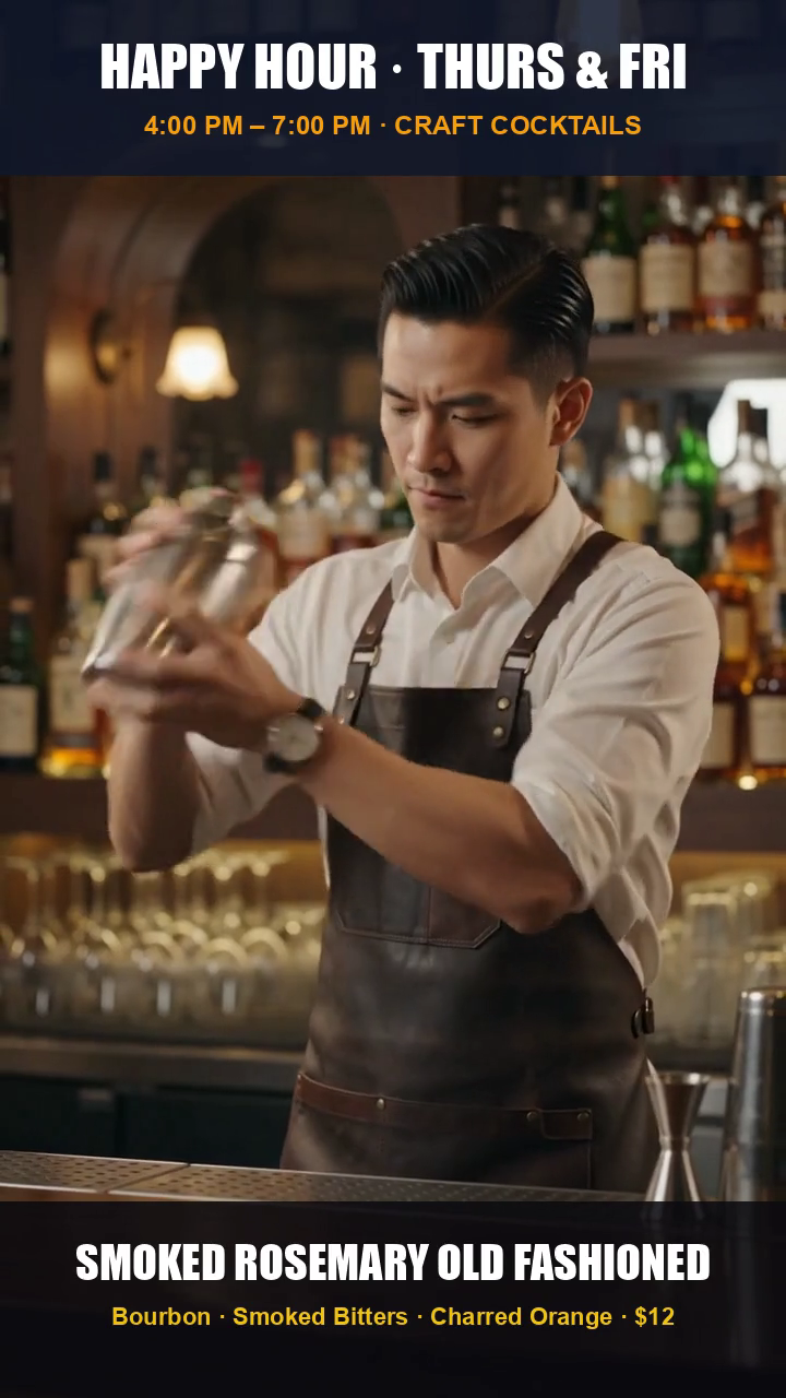 Cocktail lounge mixologist shaking drinks
